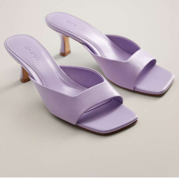 Mango Shoes - MANGO Womens Lavender Solid Leather Heels Size 8.5